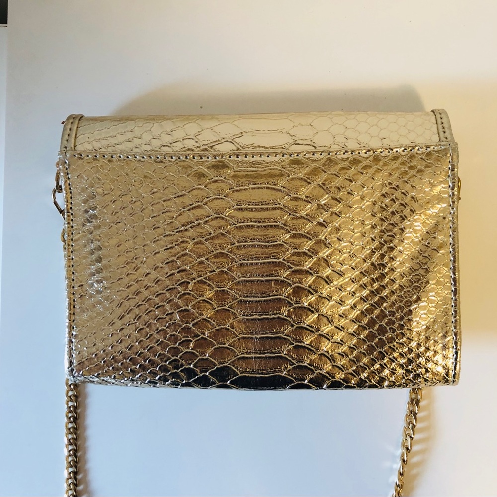 Gold Handbag/Clutch, Scale Pattern - image 5